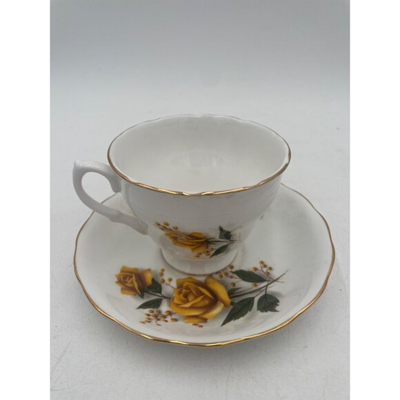 Vintage Royal Vale Bone China Yellow Rose Tea Cup & Saucer Set English Floral - Picture 2 of 5